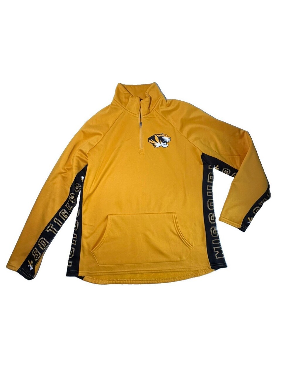 Mizzou Tigers Mens Large Quarter Zip Pullover Gold Missouri NCAA Football